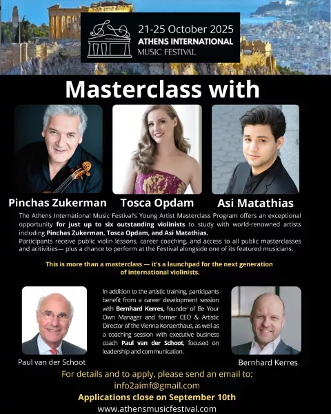 Masterclass at the Athens International Music Festival - with Pinchas Zukerman, Tosca Opdam and Asi Matathias