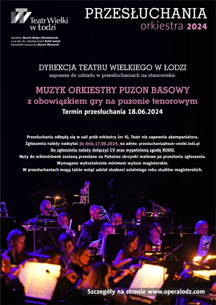 Przesłuchania do Orkiestry Teatru Wielkiego w Łodzi 