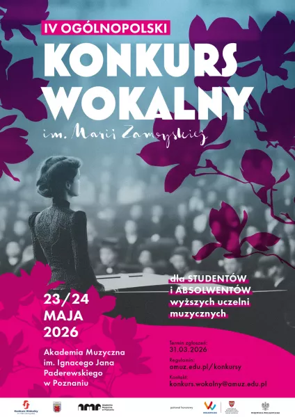 IV Ogólnopolski Konkurs Wokalny im. Marii Zamoyskiej, 23-24 maja 2026 - zgłoszenia do 31 marca 2026 roku.