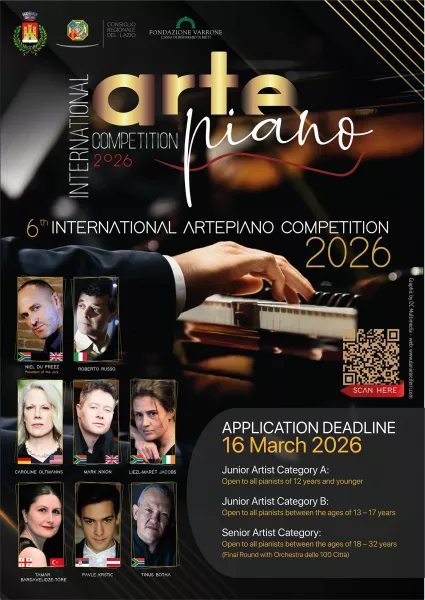 ArtePiano International Competition 2026 - zgłoszenia do 16 marca 2026. 