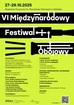 VI Międzynarodowy Festiwal Obojowy w Gdańsku - 27-29 października 2025 r. - zgłoszenia do: 20 października 2025 r.