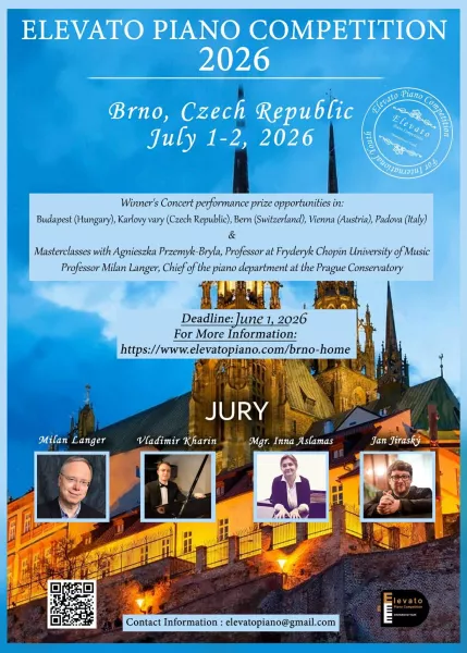 Elevato Piano Competition in Brno  - July 1–2, 2026 - The application deadline is June 1st 2026.