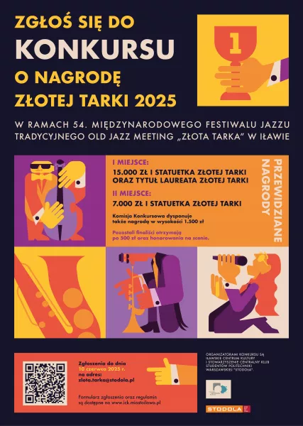 54. Międzynarodowy Festiwalu Jazzu Tradycyjnego Old Jazz Meeting „Złota Tarka” w Iławie - Konkurs o Nagrodę Złotej Tarki 2025 - zgłoszenia do: 10 czerwca 2025 r.